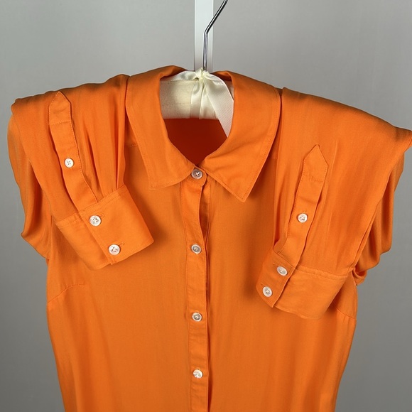 Veronica Beard Orange Silk & Viscose Button Down Top Size 4 - Picture 4 of 10